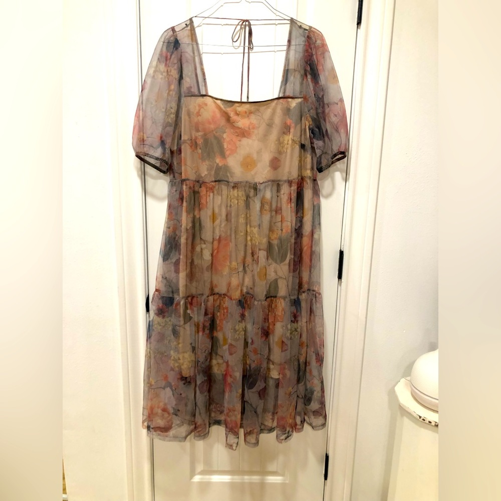 H&M sheer floral midi dress